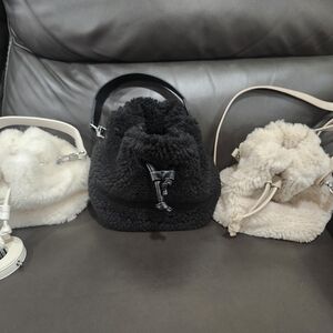 Shearling Bucket Bag - Black, Cream, Tan